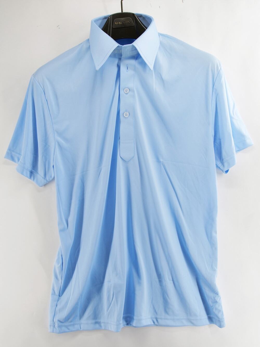 Collars and Co Mens Dress Collar Stretch Polo Shirt Size Medium Blue Solid